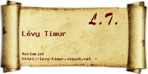 Lévy Timur névjegykártya